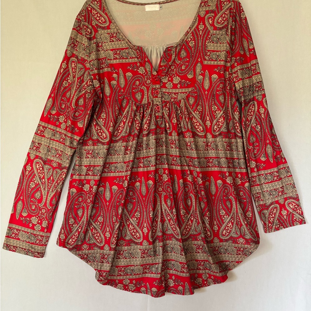 Alife Red and Gray Patterned Blouse